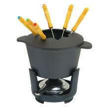 Juego de fondue de hierro fundido de 9 piezas 1.47QT, negro